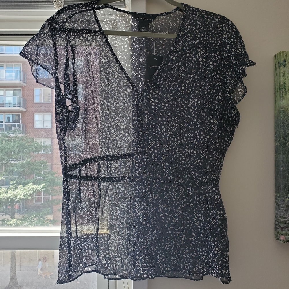 Club Monaco Blue Silk Sheer Blouse - new with tags